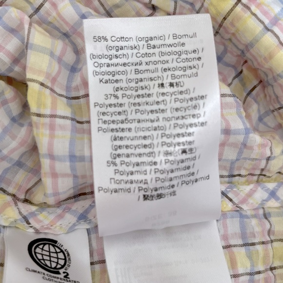 GANNI | Puff Sleeve V-Neck Plaid Check Seersucker Top - Picture 11 of 16